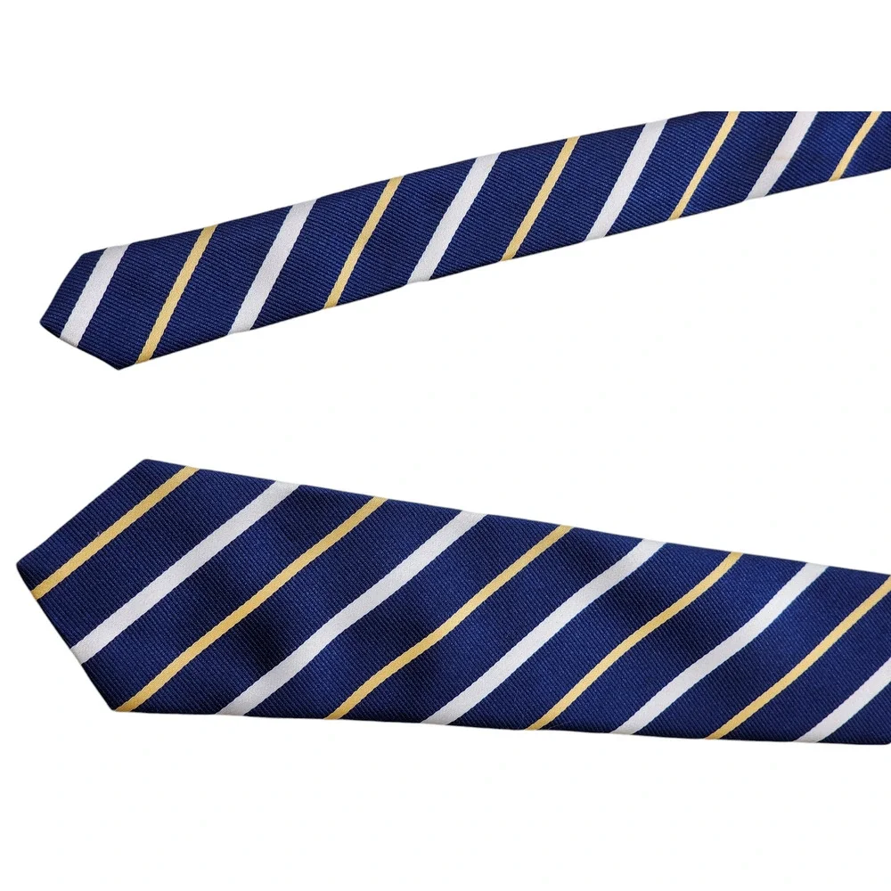 Vintage Designer Creations Mens Tie Necktie Blue Yellow White Stripes Office